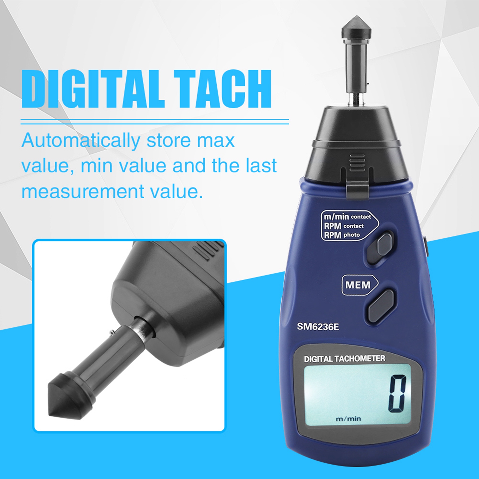 Tachometer Digital Laser Rpm - 디지털 타코미터, 레이저 접촉 RPM 게이지,