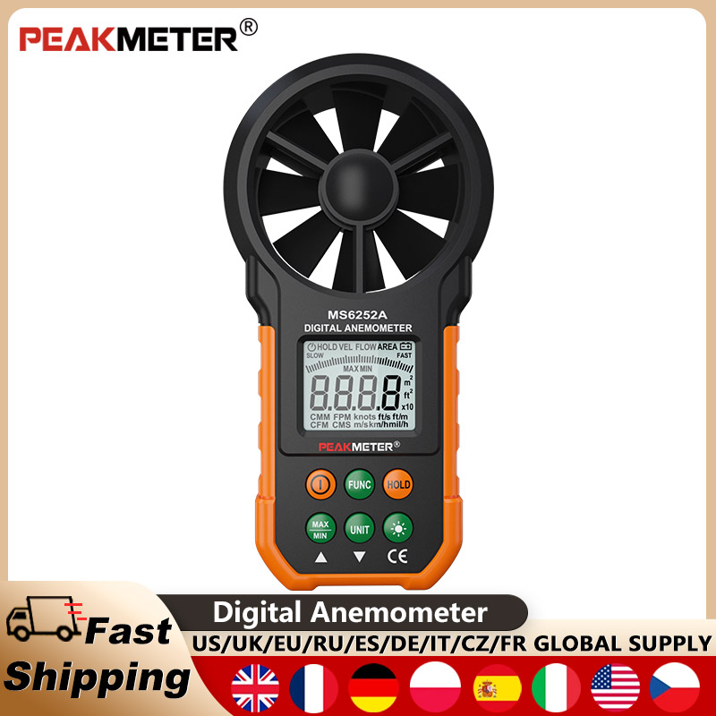 Anemometer Digital Wind Speed - PEAKMETER PM6252A 휴대용 풍속계 LCD 디지털