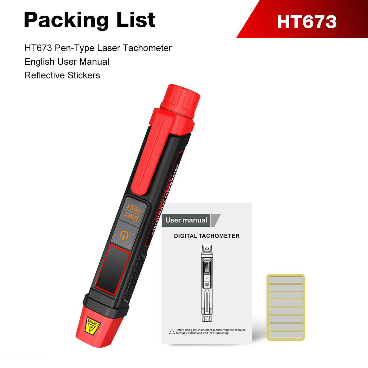 Tachometer Digital Laser Rpm - HT673 펜형 레이저 타코미터 비접촉식 RPM