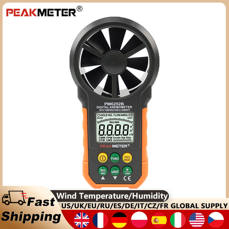 Anemometer Digital Wind Speed - PEAKMETER PM6252B 디지털 풍속계, 고정밀 휴대용