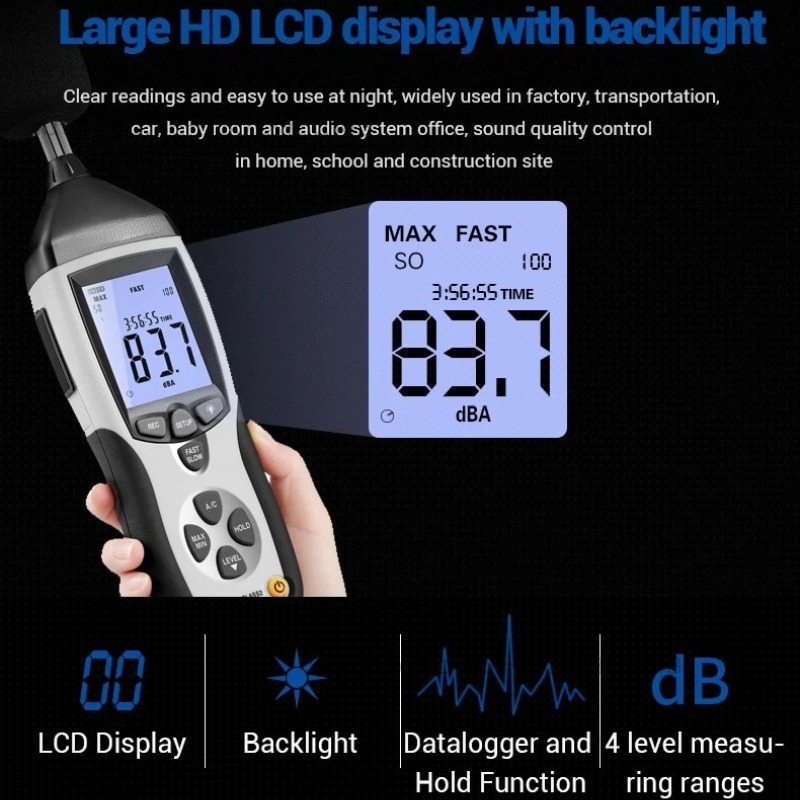 DT-8852 범위 30-130 DB 디지털 사운드 레 - Sound Level Meter Db 30-130 리뷰 및 가격