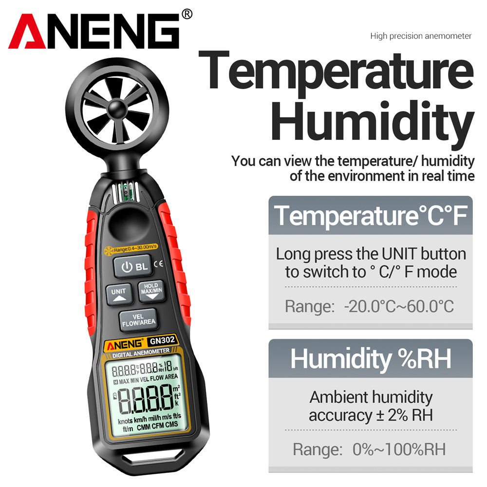 디지털 휴대용 풍속계 온도 습도 0.4~30.00m/s - Anemometer Digital Wind Speed 리뷰 및 가격