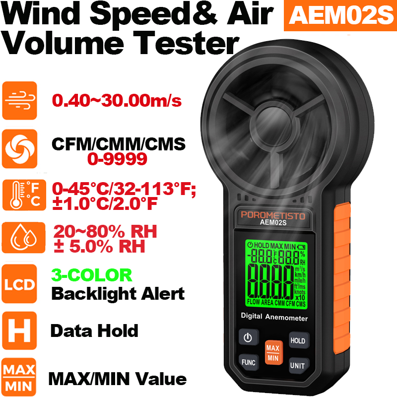 AEM02S 디지털 풍속계, 휴대용 풍속 측정기, 백라 - Anemometer Digital Wind Speed 리뷰 및 가격