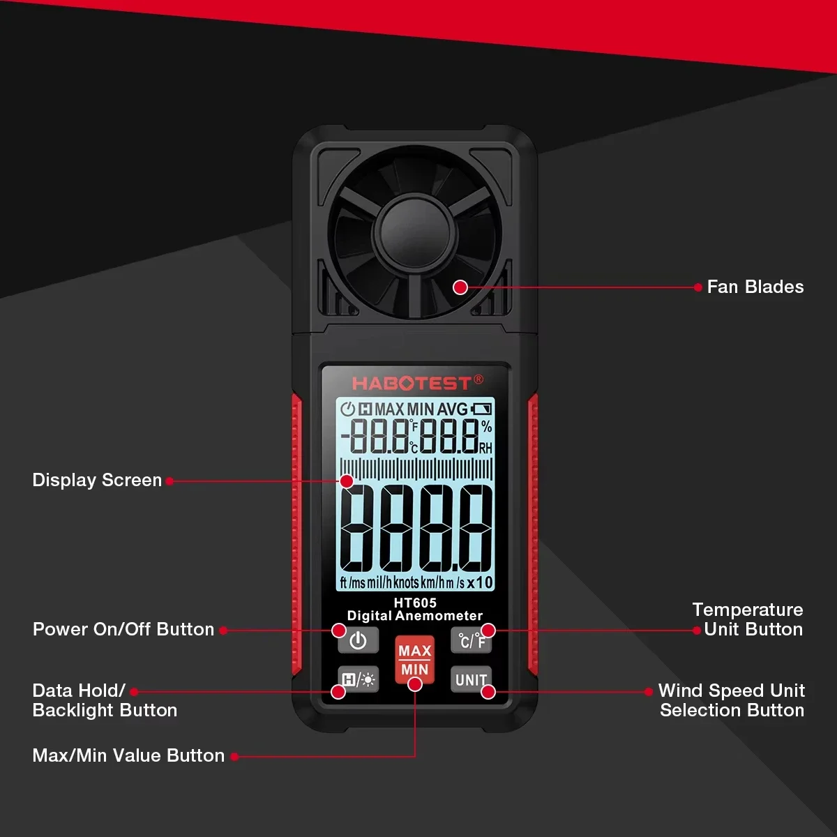 HABOTEST 디지털 풍속계 휴대용 풍속 측정기 백라 - Anemometer Digital Wind Speed 리뷰 및 가격