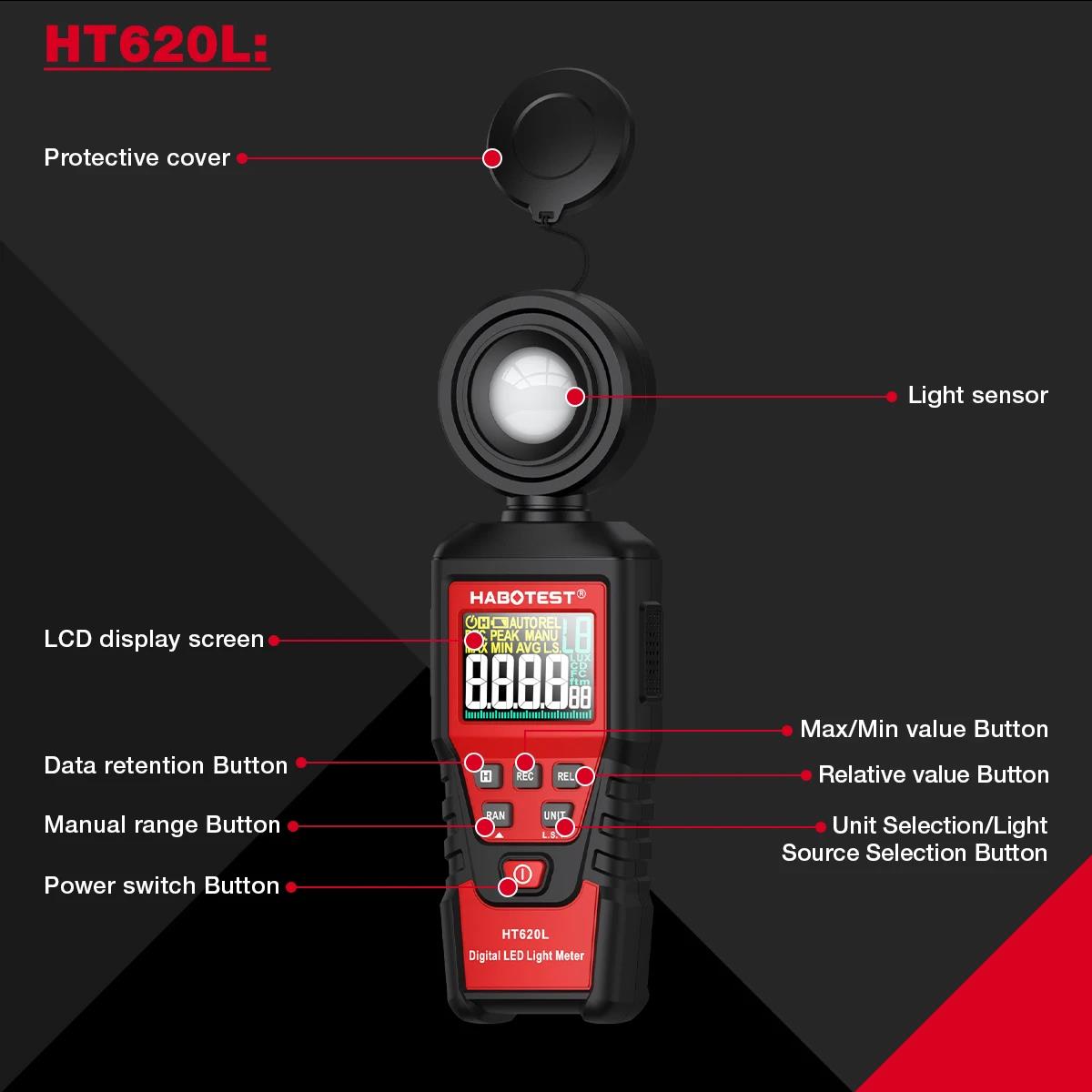 HABOTEST HT620 디지털 조도계, 휴대용 주변 - Lux Meter Digital Light 리뷰 및 가격